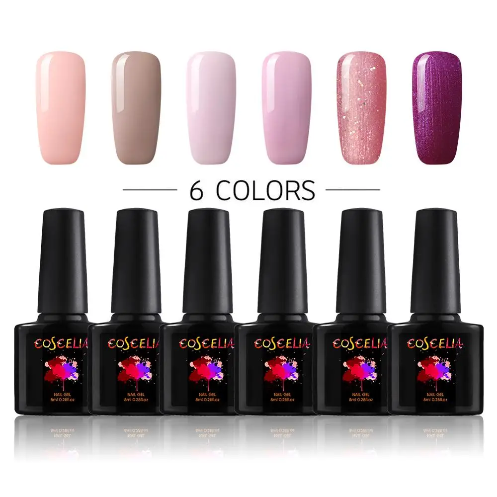 6PC SET 04 COSCELIA 8 мл Гель-лак для ногтей 6/8 шт. набор для ногтей Гель-лак для маникюра комплект набор для ногтей Гель-лак для полировки УФ светодиодный для маникюра - Цвет: 6PC SET 04