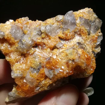 

55.8g.Rare natural garnet crystal hexagonal point feldspar mica brass multi mineral crystal symbiotic halo energy healing