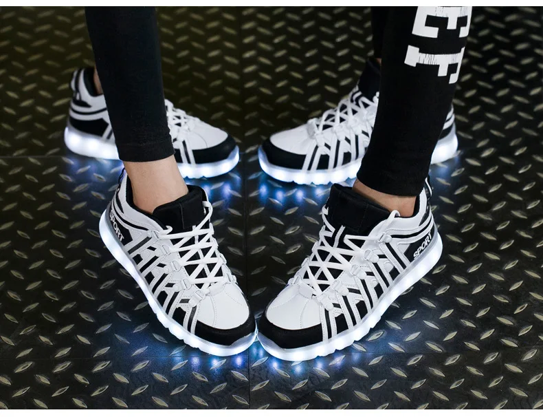 Size 35-44 Mens & Womens Luminous Sneakers with Light Up sole USB Charging Glowing LED Shoes for Children Sneakers With Lights