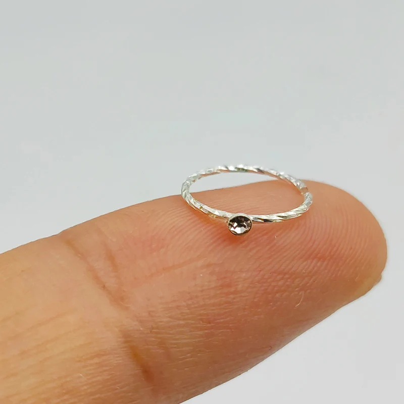 925 пробы silver swil twist обруч для носа с камнем Открытое кольцо пирсинга ювелирные