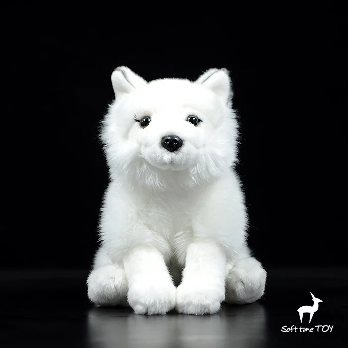 plush gift doll model Simulation white fox arctic toy simulation animal | Дом и сад