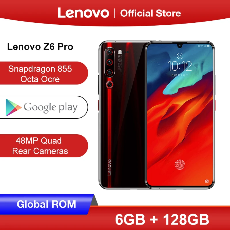 Глобальный Встроенная память lenovo Z6 Pro 6 ГБ 128 Гб Смартфон Snapdragon 855 Octa Core 39 &quotFHD