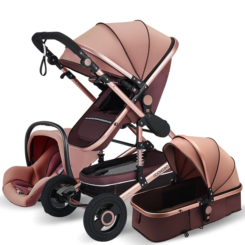 Baby Stroller 3 in 1 High Landscape Stroller Reclining Baby Carriage Foldable Bassinet Puchair Newborn