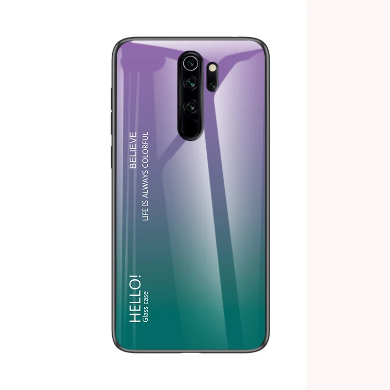 Модный градиентный Сменный стеклянный чехол для телефона для Xiaomi Redmi Note 8 Pro полный защитный бампер для Xiaomi Redmi Note 8 Pro Чехол - Цвет: Светло-фиолетовый