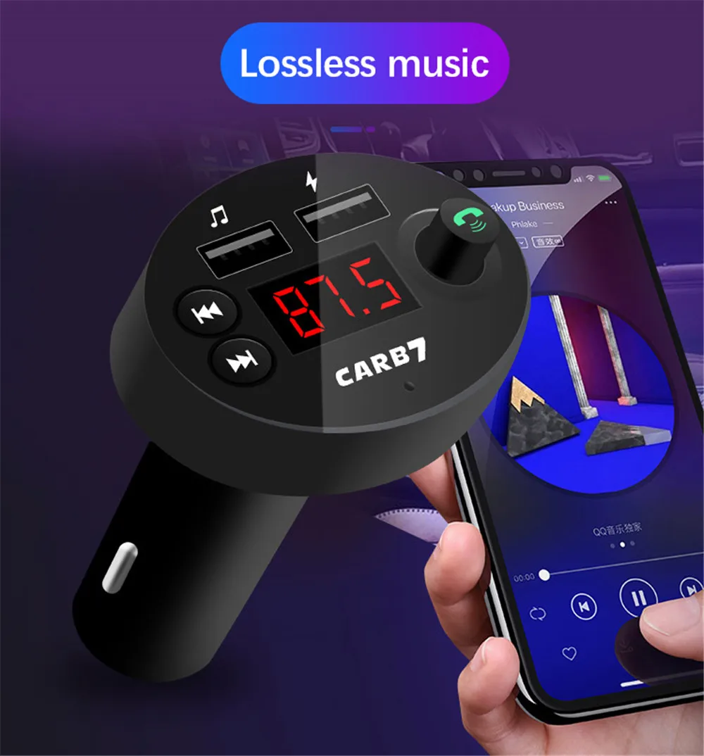 2 дюйма Автомобильный MP3 Bluetooth плеер Громкая связь вызов ABS Автомобильный плеер прикуриватель двойной USB адаптер MP3 для аудио светодиодный дисплей B7