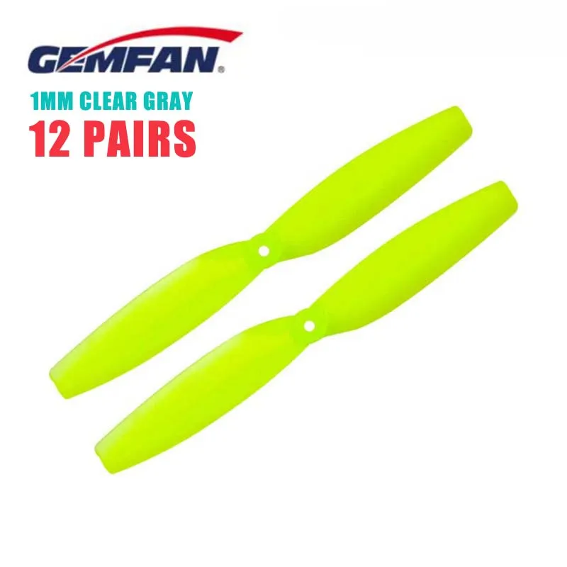24 шт/12 пар GEMFAN 65 мм 2 лезвия 1,5 мм/1,0 мм вал CW/CCW Пропеллер для 0802-1105 бесщеточный двигатель RC Дрон FPV гоночные части - Цвет: 1mm Fluorescent