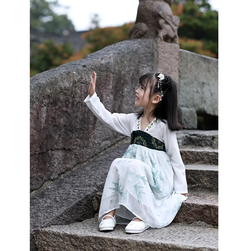 Hanfu платье феи для маленьких девочек Древний китайский традиционный костюм в стиле династии Тан в современный Hanfu костюм для классических танцев народное платье SL1202