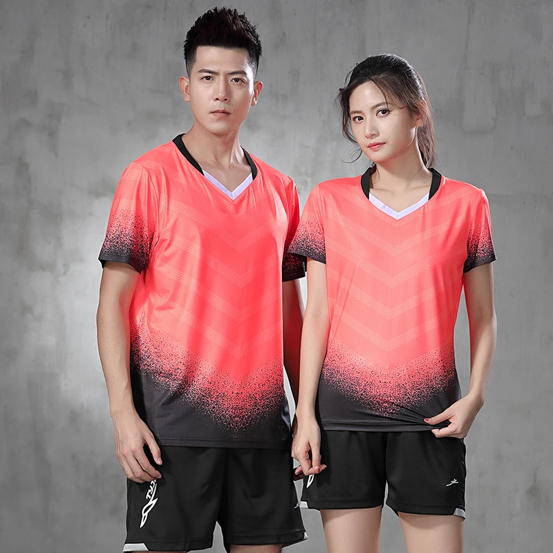 Новый костюм для бадминтона мужчин и женщин тенниса с коротким рукавом шортами