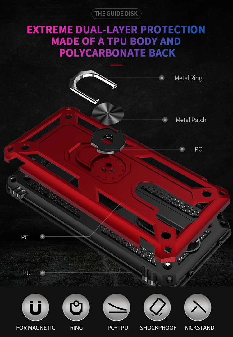 Shockproof Phone Case With Finger Ring For Xiaomi Redmi Series_voghion.com