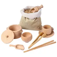 Jeu de jouets éducatifs Montessori en bois pour tout petits, bac sensoriel en bois, Simulation de vaisselle de cuisine, jouets éducatifs
