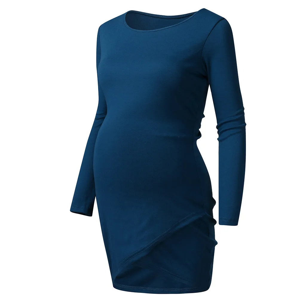 Платья для беременных; Vestidos; однотонное платье с круглым вырезом для беременных; Одежда для беременных женщин; зимнее черное платье для кормления; 19Nv