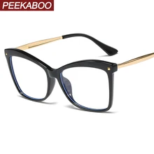 Peekaboo близорукость очки кошачий глаз оптический tr90 заклепки прозрачные линзы черный синий большие очки женские дизайнерские Половина металла