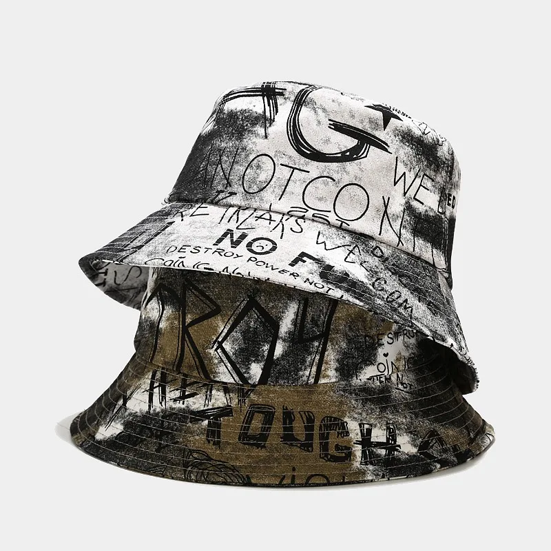 Vintage Tie dye Graffiti Bucket Hat 