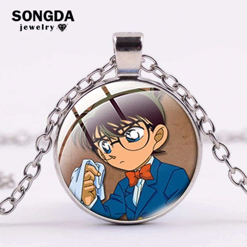 Детектив Conan Ожерелье Edogawa Джимми Кудо Аниме Фигурка Хрустальное стекло кабошон