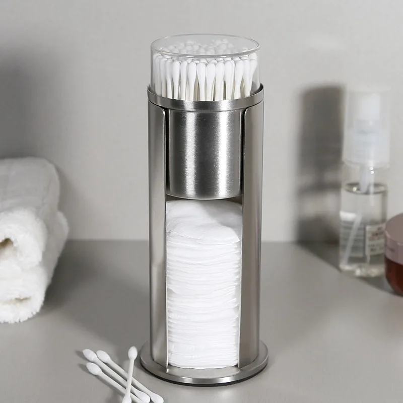 

Stainless Steel Makeup Remover Cotton Swab Organizer Holder Cotton Pad Storage Box Transparent Remover Paper Makeup Desktop Tool