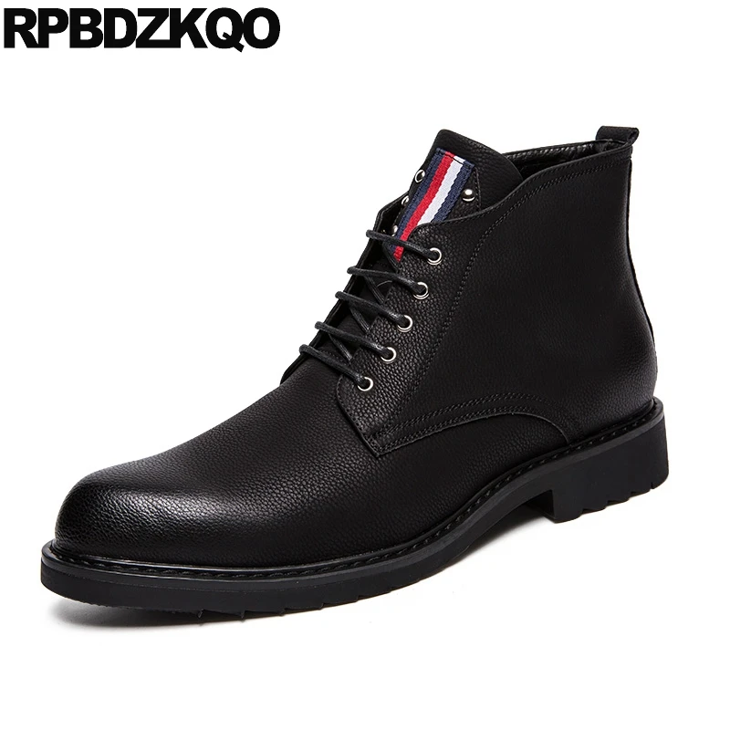 Formal Fall Lace Up Pointed Toe Wingtip Shoes Booties Waterproof Brogue Short Party Oxford Mens Zipper Dress Boots Black 2021 | Обувь
