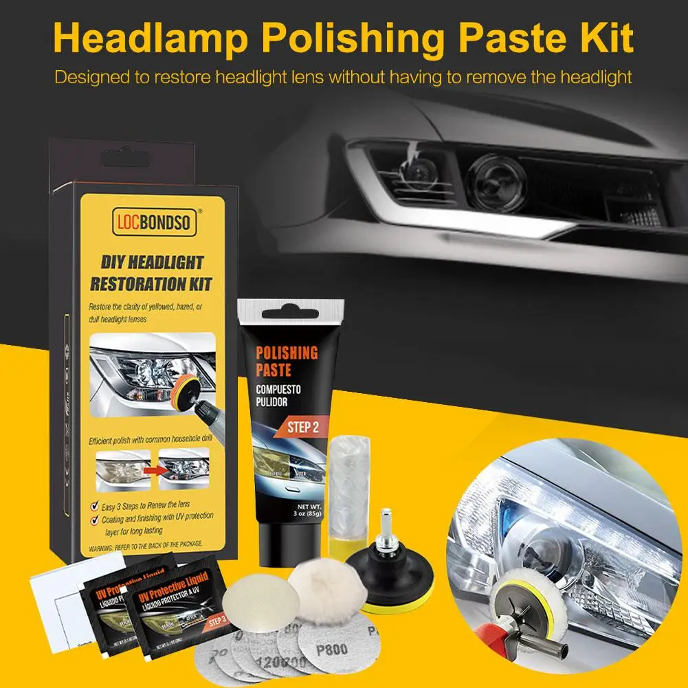 

Car Headlight Restoration Kit Polish Headlamp Brightener DIY For Auto Head Lamp Lenses Deep Clean Head Light Paste