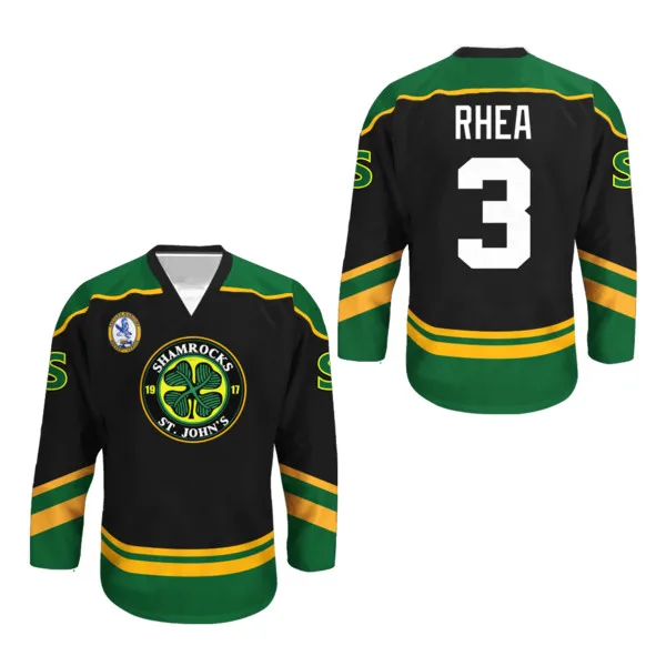 

Ross The Boss Rhea GOON Movie St John's Shamrocks throwback Hockey Jersey Embroidery Stitched Customize any number and name