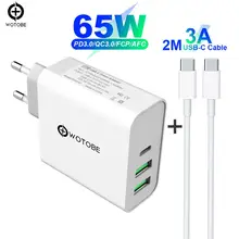 65W TYPE-C USB-C Power Adapter USB PD65W/60W/45W QC3.0 Charger 2M USB-C cable For USB-C Laptops MacBook Pro/Air iPad Pro iPhone