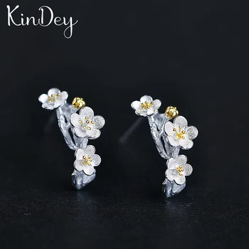 

Kindey Bohemian Romantic Silver Color Plum Flower Earrings For Women Fashion Jewelry