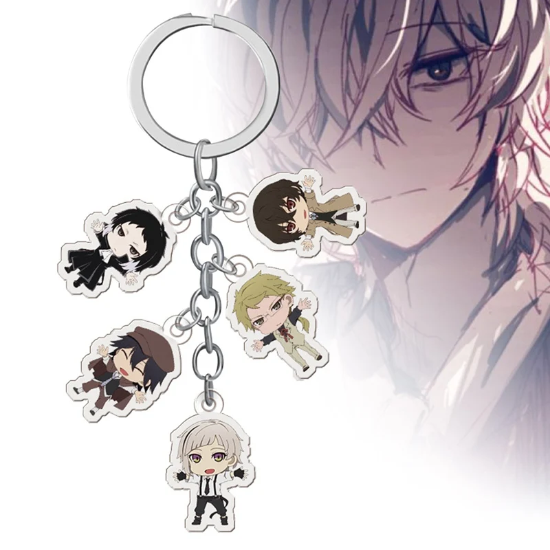 Anime Key Chain Bungo Stray Dogs Keychain Atsushi Dazai Akutagawa Chuya Rabbit Acrylic Keyring Keychain