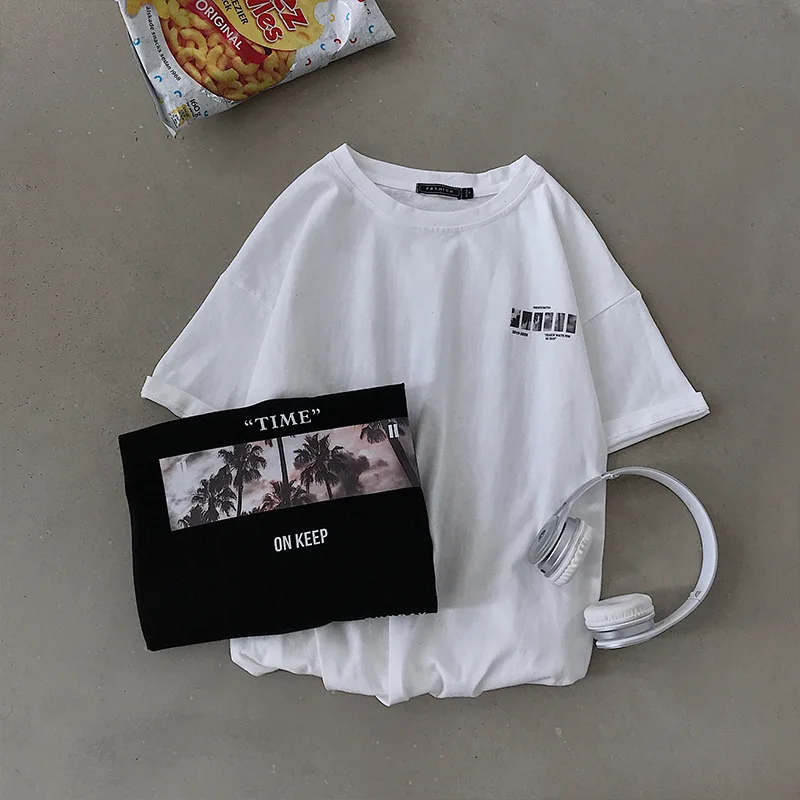 

Large Size @ Hong Kong Style T-shirt Loose Short Sleeve on Clothes Korean-style Country Fashion Man Tee Half Sleeve T127-p38