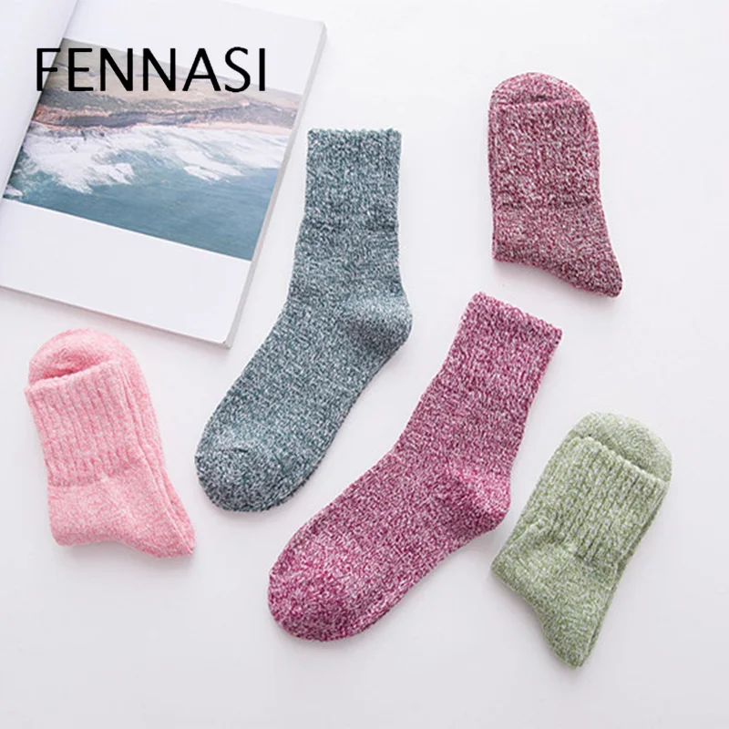

FENNASI New Autumn And Winter Solid Color Thick Warm Socks Korean Style Wool Woman Socks Warm Harajuku Rabbit Wool Socks Woman