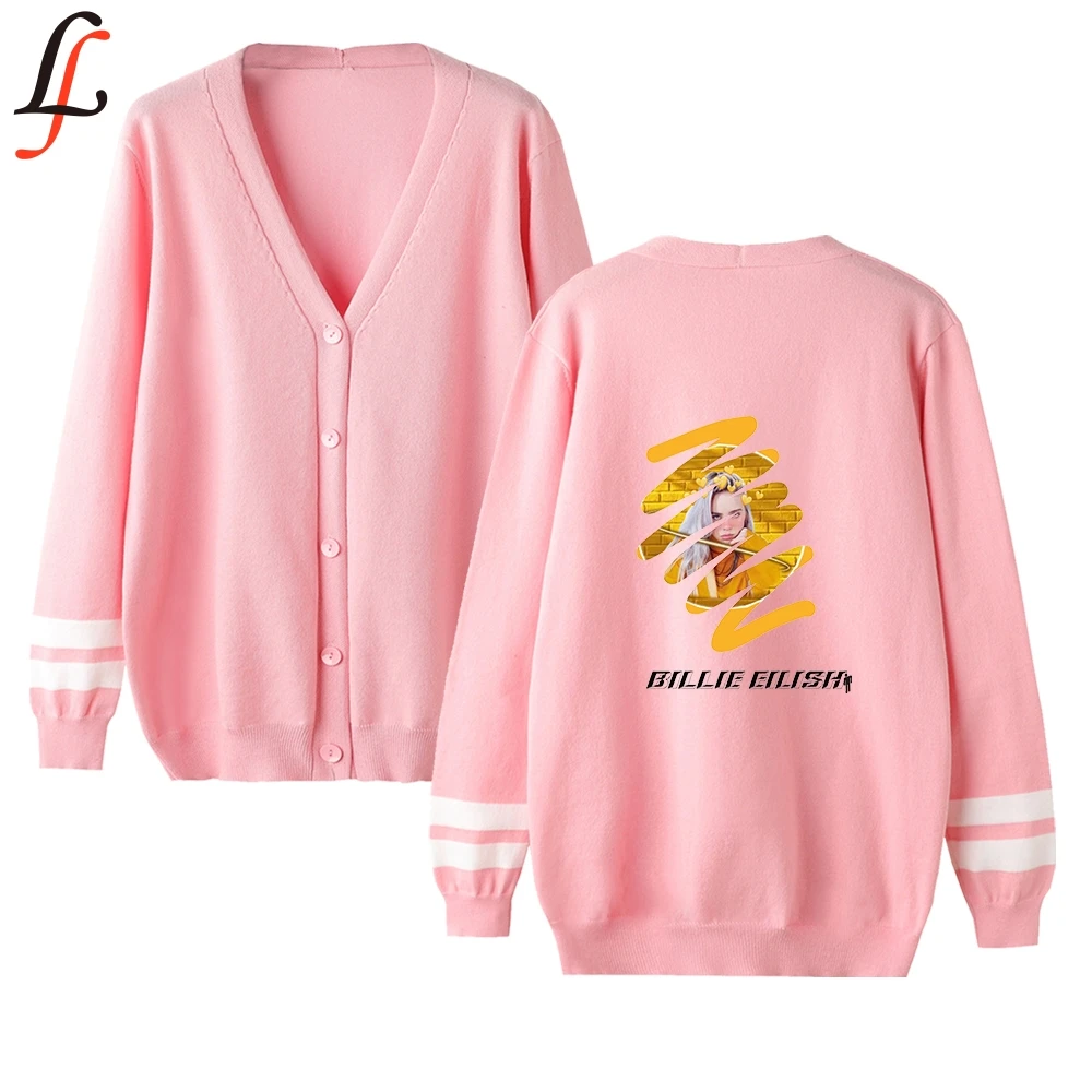 Billie Eilish B новый осенне-зимний женский вязаный кардиган свитер пальто короткая