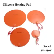 5 v 12 v 24 v 36 v 48 v 110 v 220 v 380 v silicone almofada de aquecimento de borracha redonda esteira de calor placa de cama aquecida flexível impressora 3d impermeável