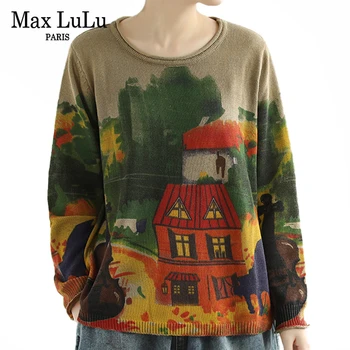 

Max LuLu New 2020 British Fashion Style Ladies Luxury Printed Sweaters Womens Vintage Loose Jumpers Knitted Knitwears Pullovers