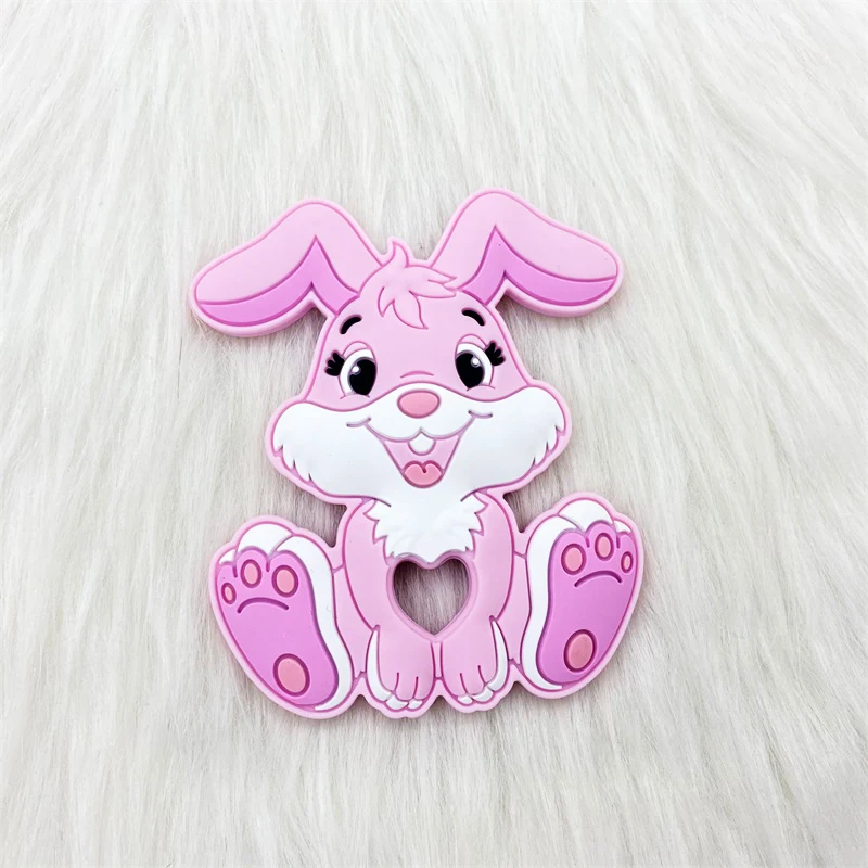 1pcs Cartoon Rabbit Baby Teeether Animal Beads DIY Rodent Silicone Teething Toy Nursing Gift Accessories 6
