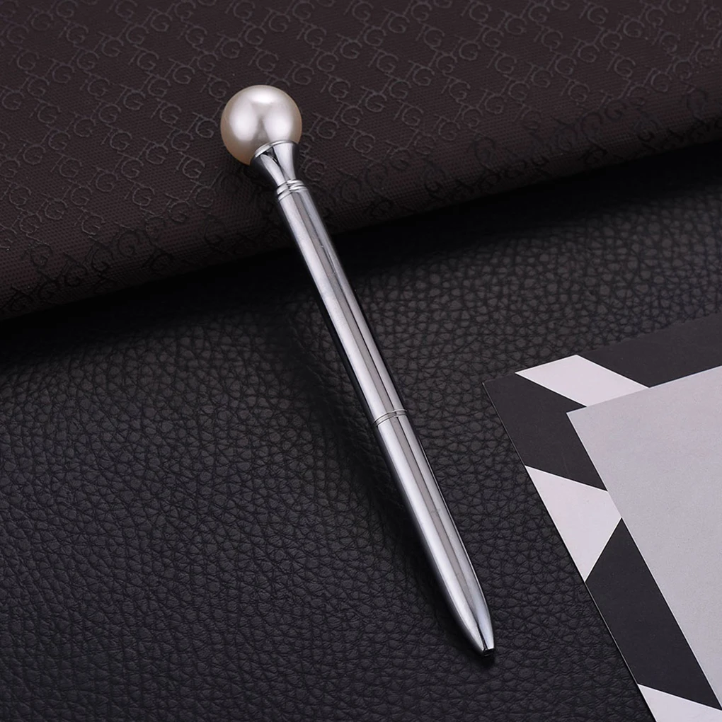 NO.1 Large Pearl Decor Metal Ballpoint Pen 0.7mm Black Refill Office School Stationery Supplies Ballpen Gifts - Цвет: NO.1