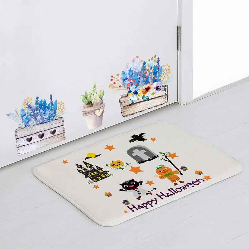15 Funny Cute Floor Mat White Ghost Pumpkin Bat Cartoon Carpet Home Bathroom 40*60Cm Non-Slip Rubber Absorbent Halloween Door Mat - Цвет: 15