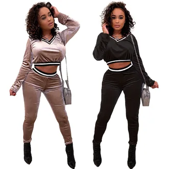 

Autumn Winter Women Two Piece Set Top and Pants Plus Size Tracksuit Sweatsuit Outfit Fleece Silk Casual Outfit