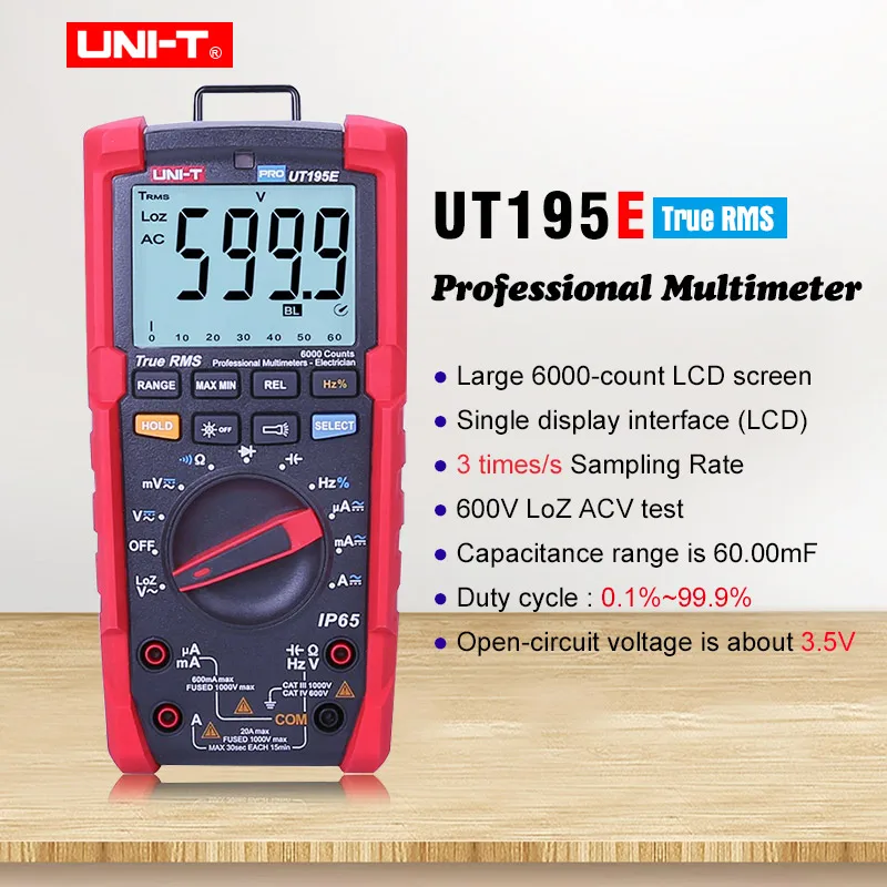 UNI T UT195E Промышленный Цифровой мультиметр Истинный RMS AC DC напряжение тока ом метр