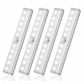 

4Pack 10 LED Portable Wireless PIR Motion Sensor Light Infrared Induction Lamp Super Bright White Light