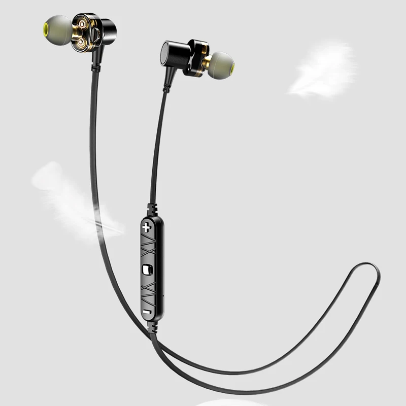 

X660BL Bluetooth Headphones Earphone Dual Driver Wireless Headset with Mic Bass Stereo Earbuds for iPhone Xiaomi Samsung Huawei