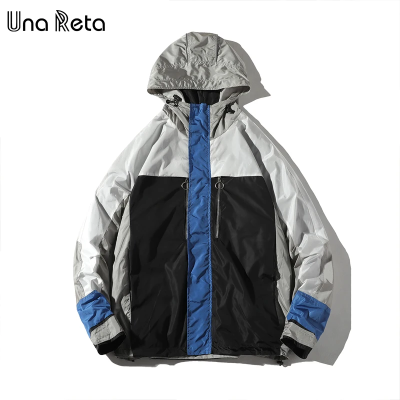 

Una Reta Man Jacket With Hooded Autumn New Fashion casual Coat Jackets Men Hip Hop Plus Size Streetwear Patchwork Print Jacket