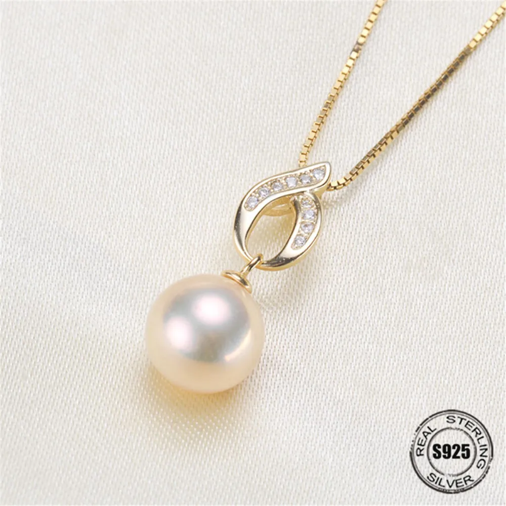 

New Arrival Silver Gold Color Pendant Mounts DIY oysters Pearl S925 Sterling Silver Pendant Findings Settings Jewelry Beads