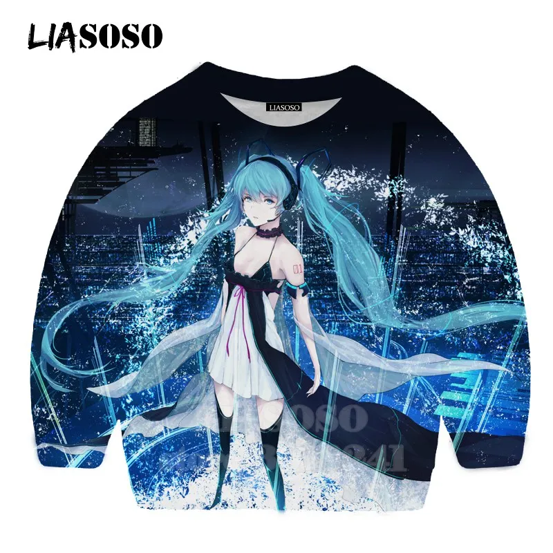 LIASOSO детей толстовки 3D принт аниме девочка Hatsune Толстовка Miku детская модная футболка для мальчиков и девочек с принтом и круглым вырезом, топ, Детский свитер для подростков B174-3 - Цвет: 10
