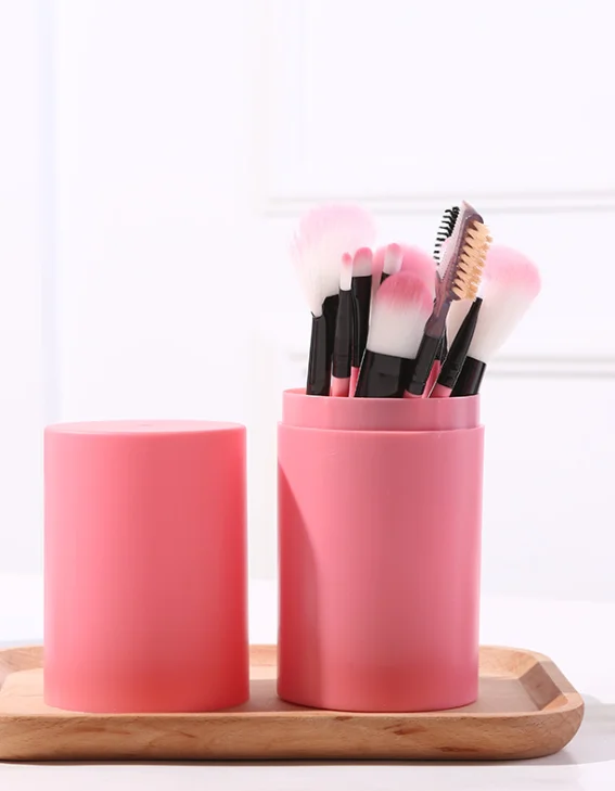 12PCS PinkH Набор кистей для макияжа с Чехол Лицо Глаза кистей для макияжа чехол для путешествий Набор 12 шт. модные Красота здоровья HIAISB - Handle Color: 12PCS PinkH