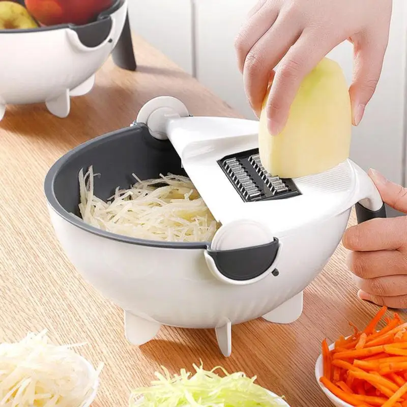 

Multifunctional Vegetable Slicer Kitchen Fruit Grater Slicer Magic Rotate Vegetable Cutter with Drain Basket 2019