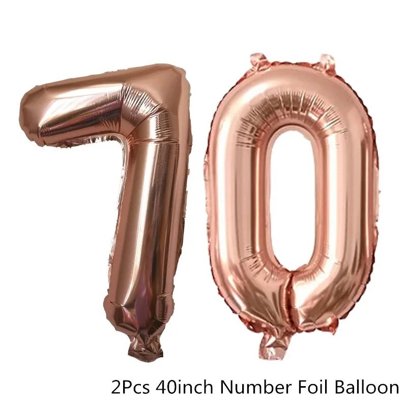 Chicinlife 2 шт. 40 дюймов Rosegold 30/40/50/60/70/80/90 воздушные шары из фольги в виде цифр для взрослых День рождения украшения Юбилей расходные материалы - Цвет: Rosegold 70