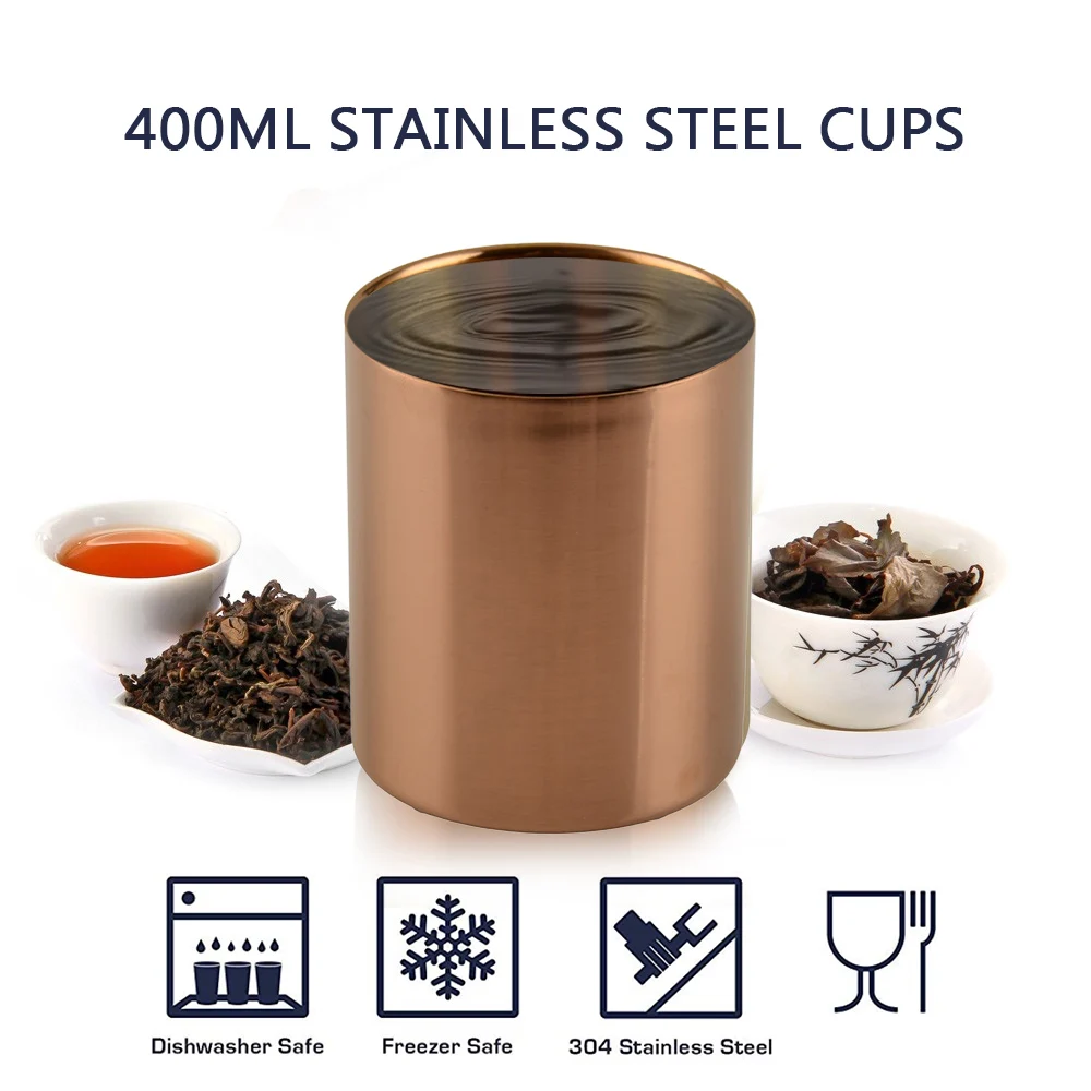 

400ml Water Cup Stainless Steel Drinking Cups Double-layer Cup Design for Kids and Adults Durable Drink-ware Travel Coffee Mug