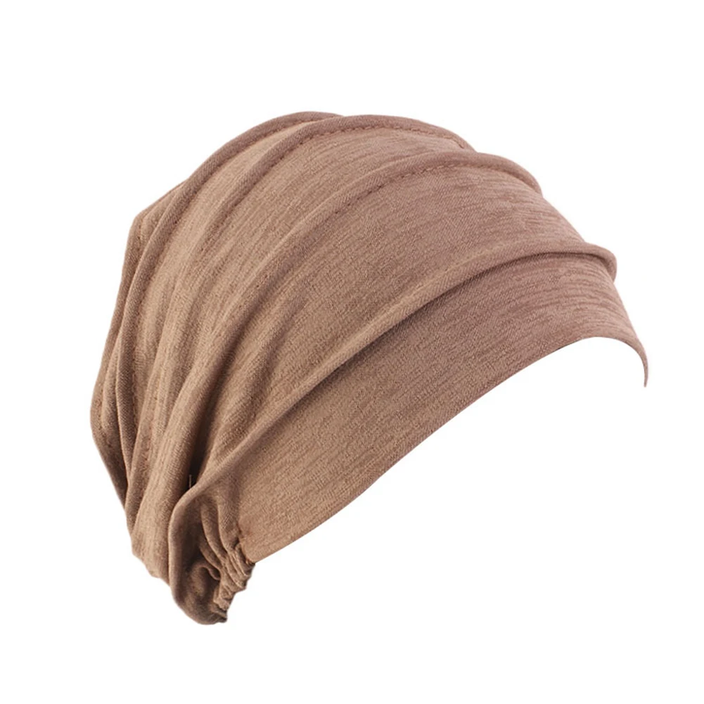 Женские хиджабы тюрбан кепка хлопок дышащая шапка эластичная ткань головной убор женские аксессуары для волос шарф для женщин-мусульманок - Цвет: coffee