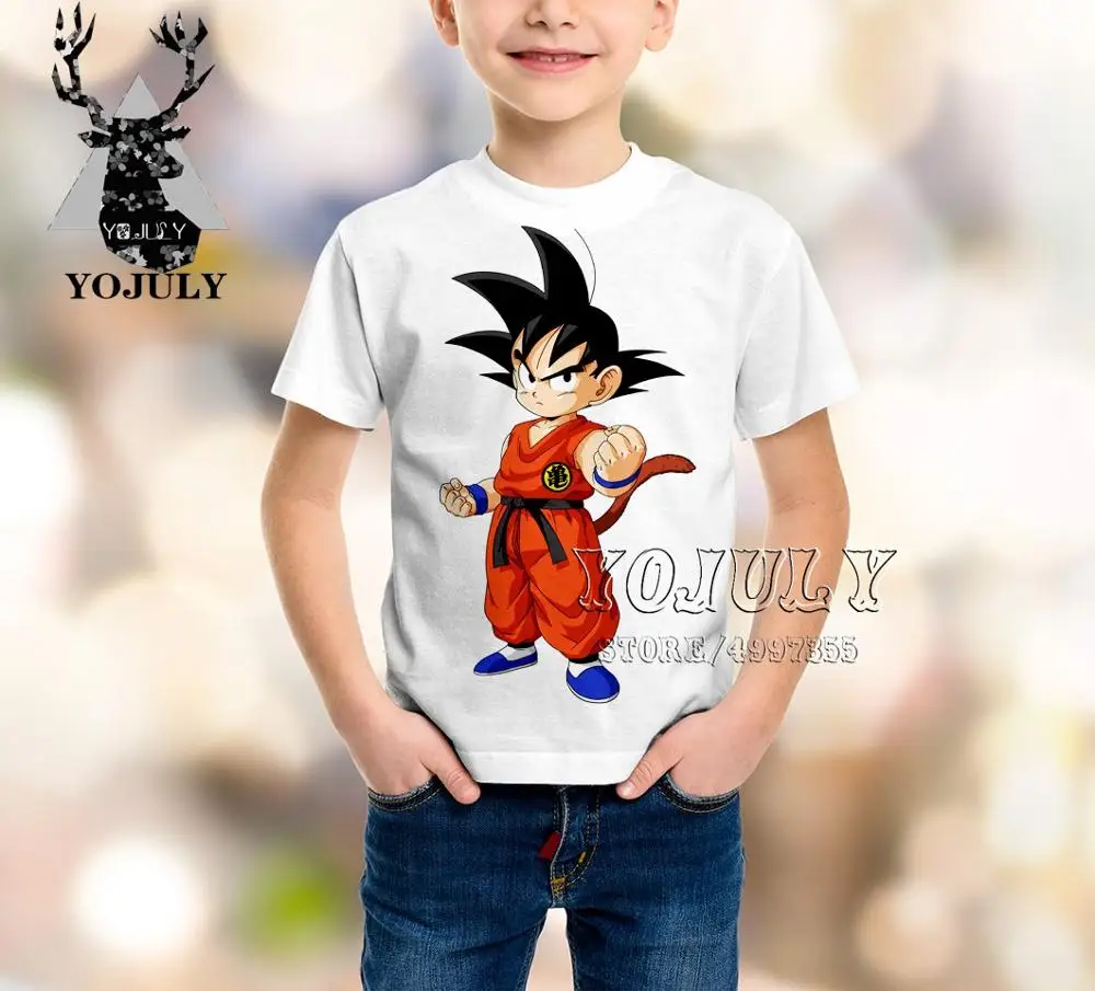 YOJULY Dragon Ball Аниме Гоку для маленьких мальчиков и девочек, детская одежда с 3d принтом детская футболка Лидер продаж, модные футболки Modis A415 - Цвет: 14