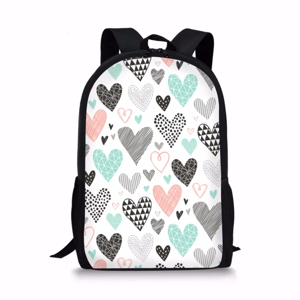 KOKO CAT 3 шт./компл. школьный рюкзак для девочек-подростков Для женщин школьный рюкзак в виде сердечек геометрический в стиле Дня Святого Валентина под заказ Студенческая книжная сумка Mochila
