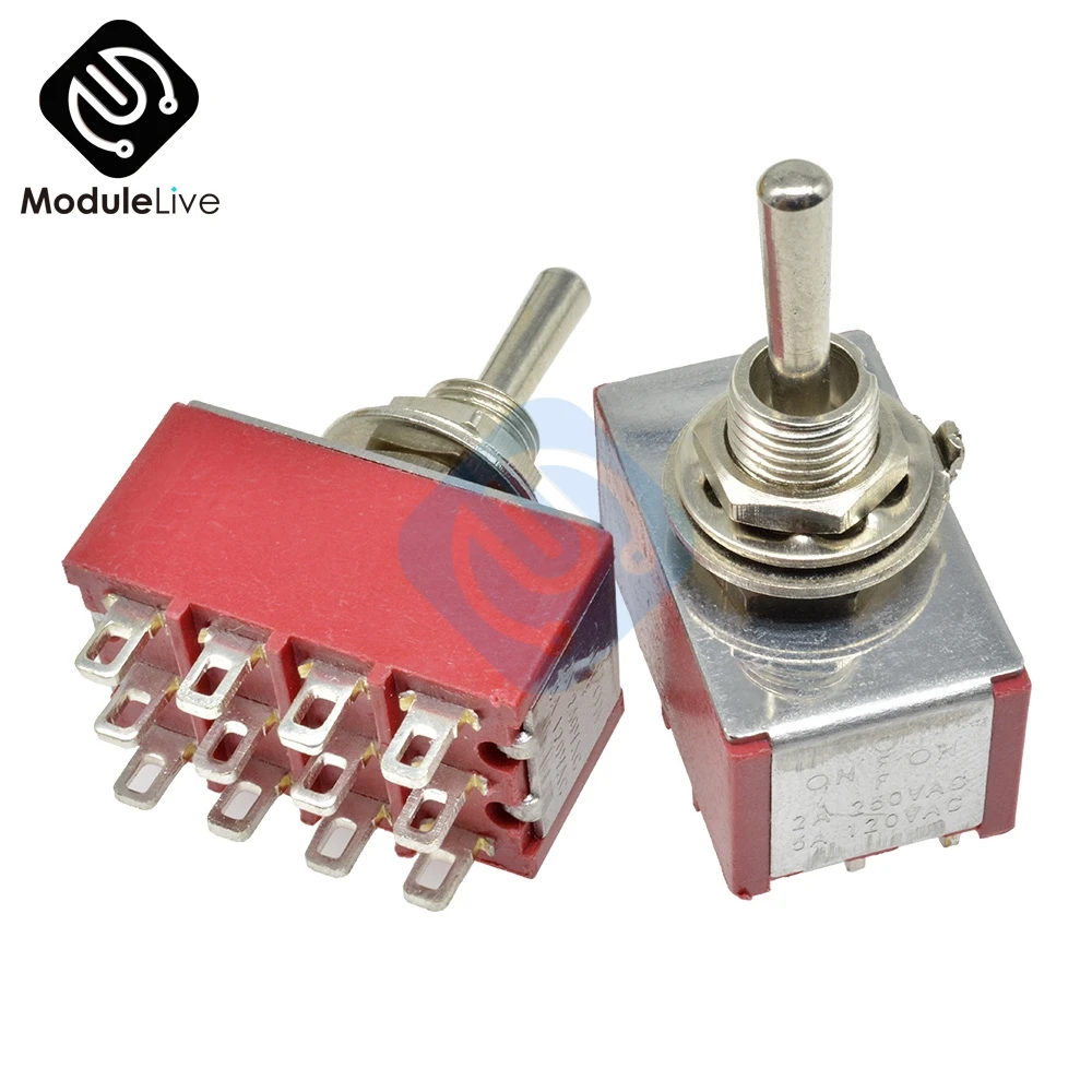 MTS-403 6 мм тумблер однополюсный двойной бросок SPDT ON-ON 120V 5A 1/4 дюймов монтажный 13*22 мм(MTS403) 3 положения 12 контактов