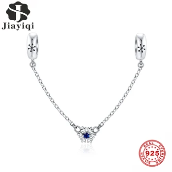 

Jiayiqi Christmas Snowflake Safety Chain 925 Sterling Silver Silica Gel Beads Fit Original Bracelet 925 Jewelry Making