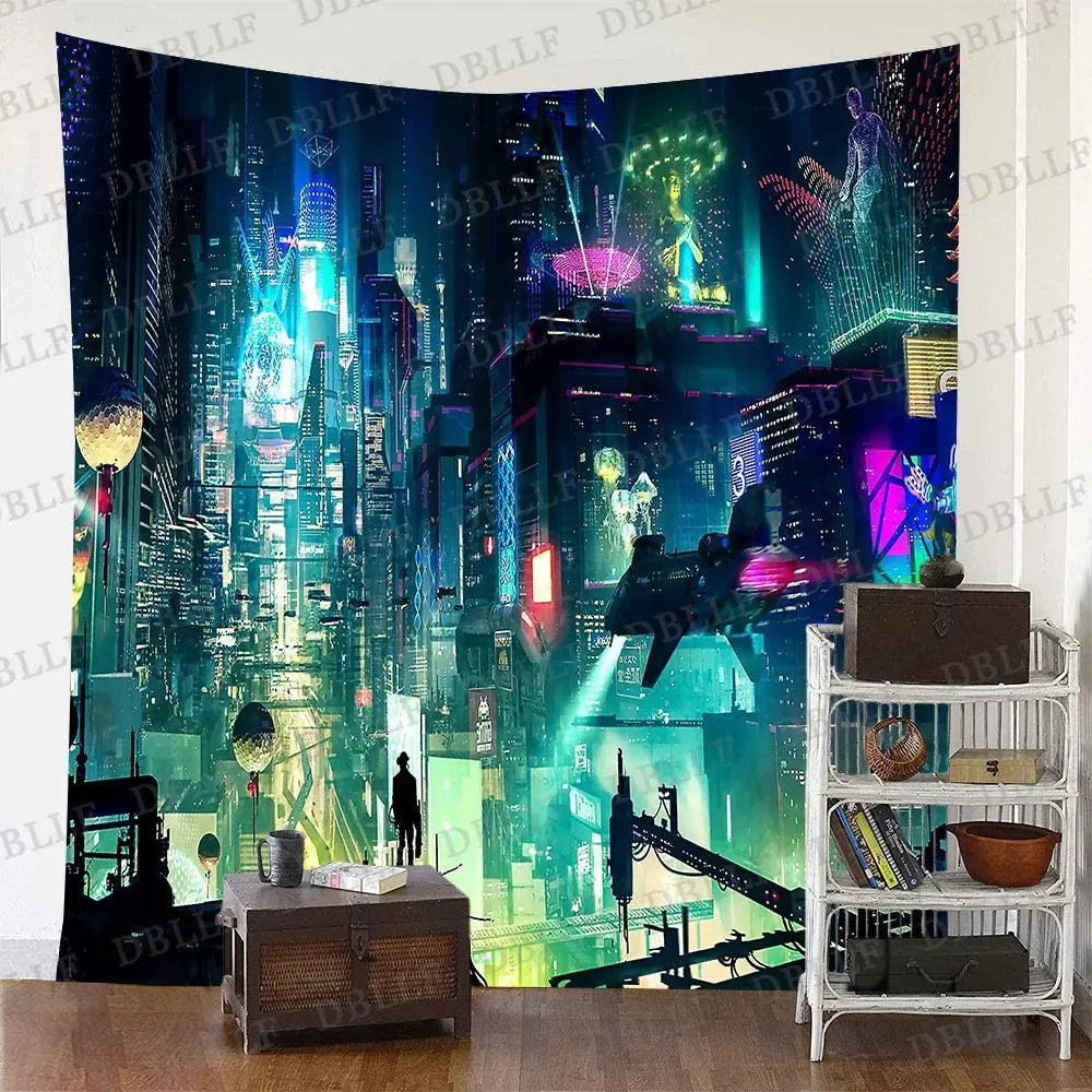 Punk Tapestry Tokyo Japan Shinjuku Neon Signs Night Street Art Fantasy Futuristic Skyscraper City Backdrop For Home Decor Decorative Tapestries Aliexpress
